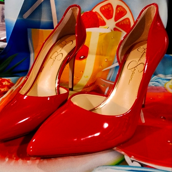 EUC SEXY Red Jessica Simpson Prizma Pump Sz 9 - Picture 1 of 11